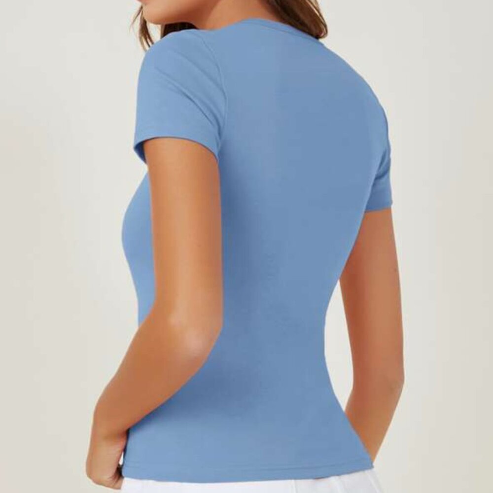 SHEIN BASICS Cotton Cap Sleeve Fitted Tee